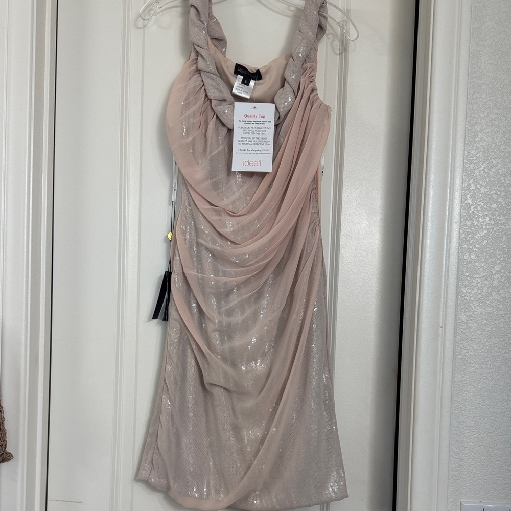 Tadashi Shoji Cachet Pink and Silver Sequined Dress NWT 6 Gorgeous